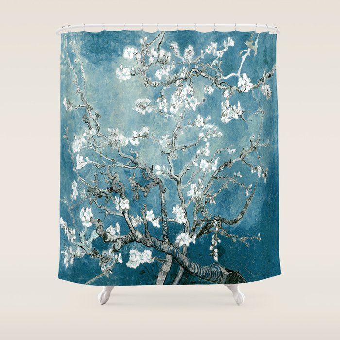 Vincent Van Gogh Almond Blossoms Teal Shower Curtain Gallery Image 1