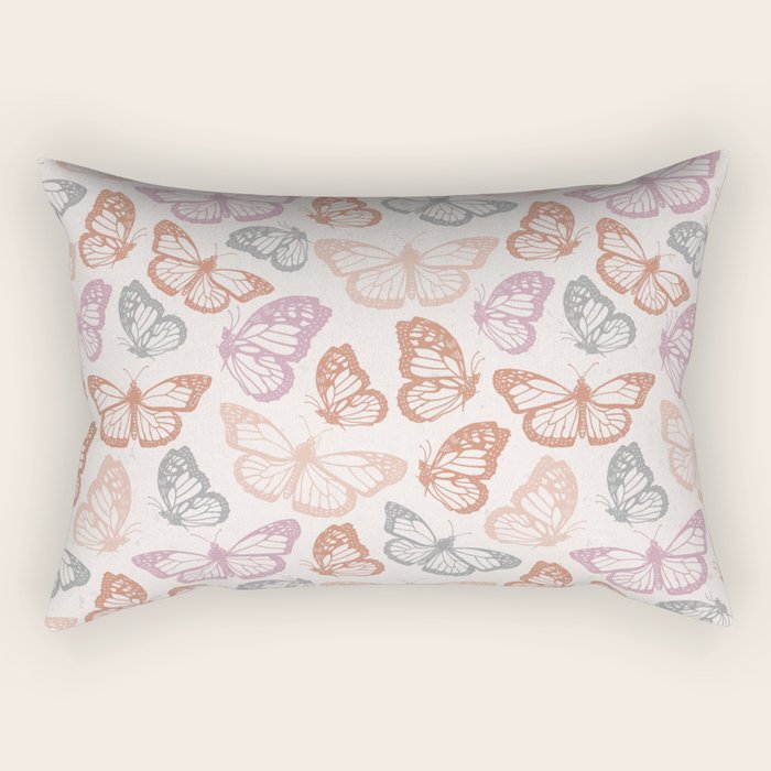 Orange & Pink Butterfly Pattern Rectangular Pillow Gallery Image 2