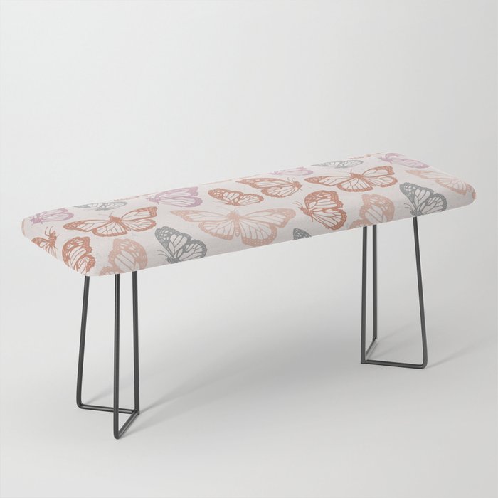 Orange & Pink Butterfly Pattern Bench Gallery Image 1