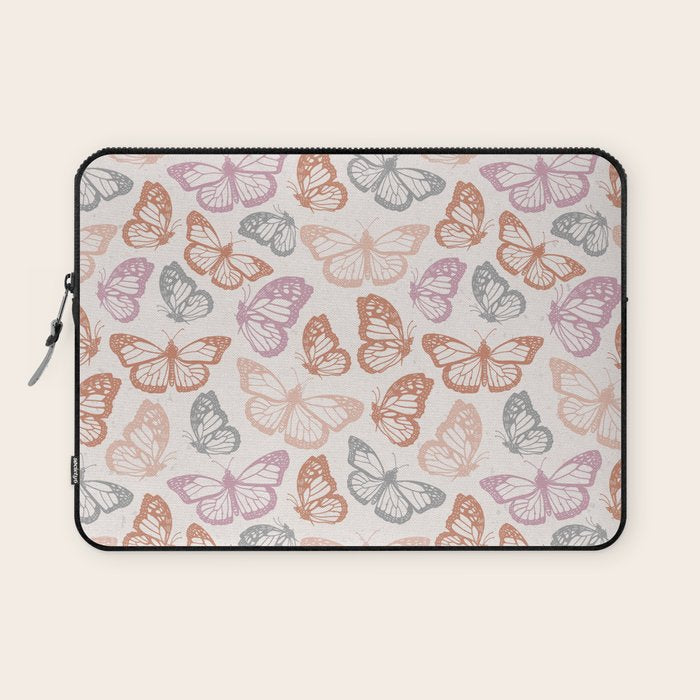 Orange & Pink Butterfly Pattern Laptop Sleeve Gallery Image 1