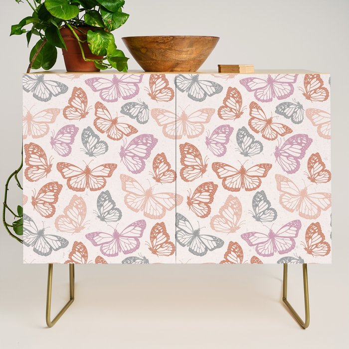 Orange & Pink Butterfly Pattern Credenza Gallery Image 1