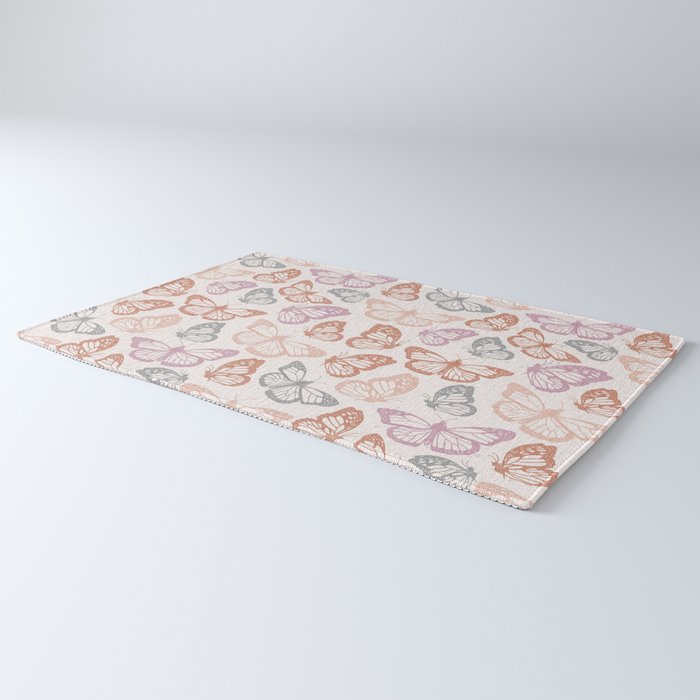 Orange & Pink Butterfly Pattern Rug Gallery Image 3
