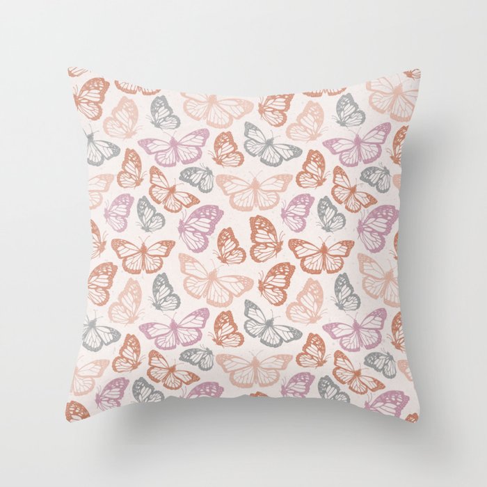 Orange & Pink Butterfly Pattern Throw Pillow Gallery Image 6