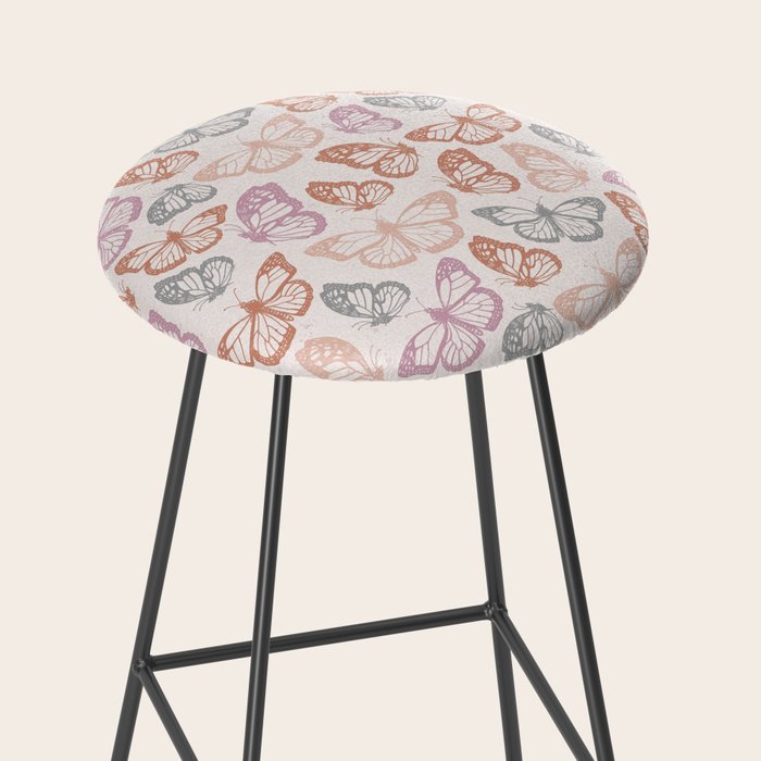 Orange & Pink Butterfly Pattern Stool Gallery Image 2