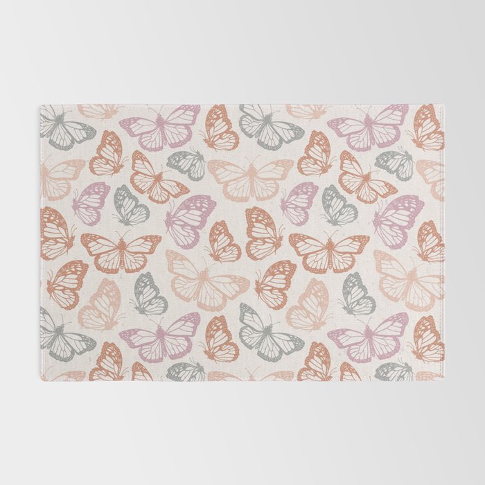 Orange & Pink Butterfly Pattern Rug Gallery Image 2