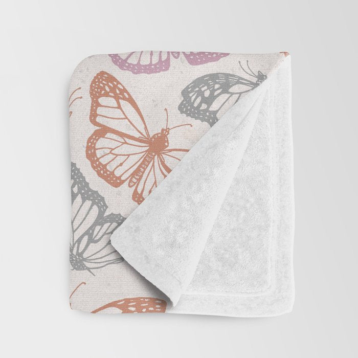 Orange & Pink Butterfly Pattern Throw Blanket Gallery Image 3