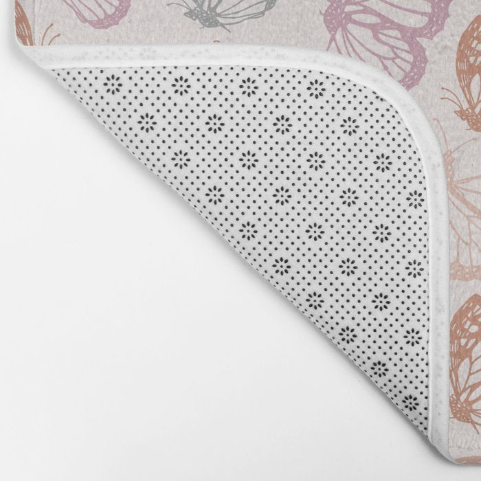 Orange & Pink Butterfly Pattern Bath Mat Gallery Image 2