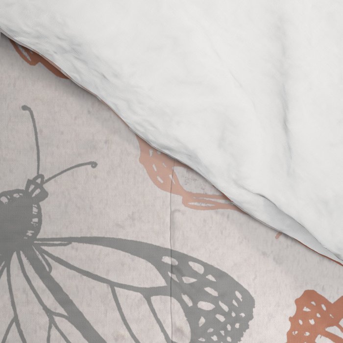 Orange & Pink Butterfly Pattern Comforter Gallery Image 4