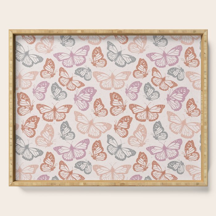 Orange & Pink Butterfly Pattern Serving Tray Gallery Image 1