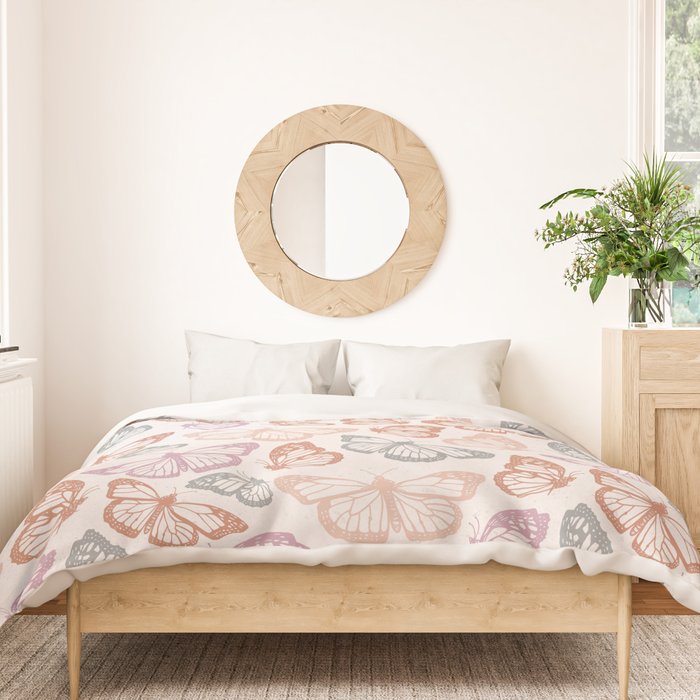 Orange & Pink Butterfly Pattern Duvet Cover Gallery Image 3