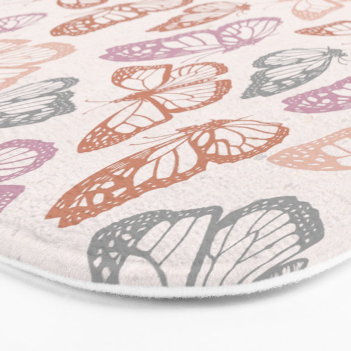 Orange & Pink Butterfly Pattern Bath Mat Gallery Image 3
