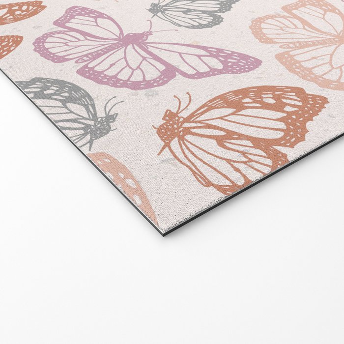 Orange & Pink Butterfly Pattern Welcome Mat Gallery Image 2