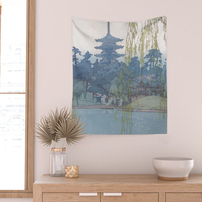 Hiroshi Yoshida, Sarusawa Pond, Nara - Vintage Japanese Woodblock Print Art Wall Tapestry Gallery Image 2
