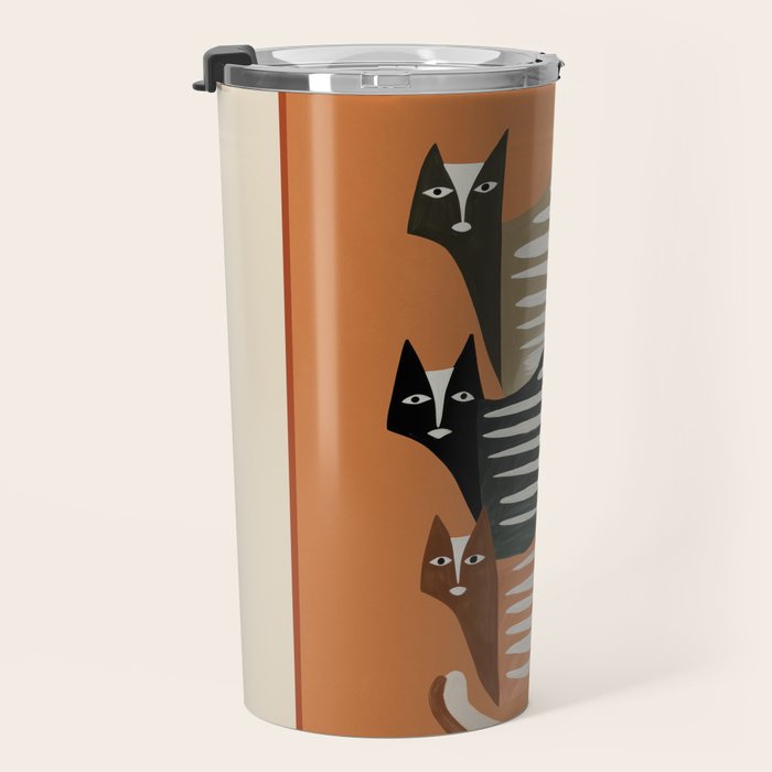 Stacked Abstract Cats Travel Mug Gallery Image 3