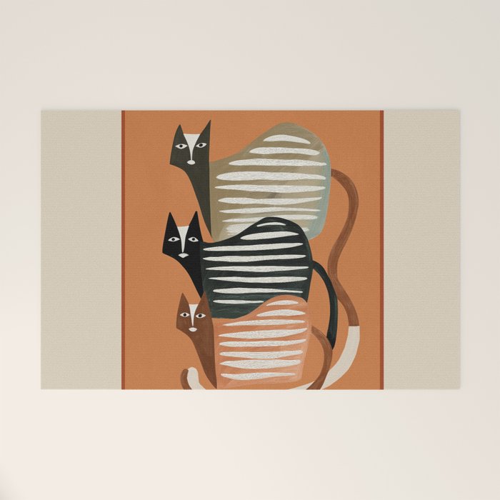 Stacked Abstract Cats Welcome Mat Gallery Image 1