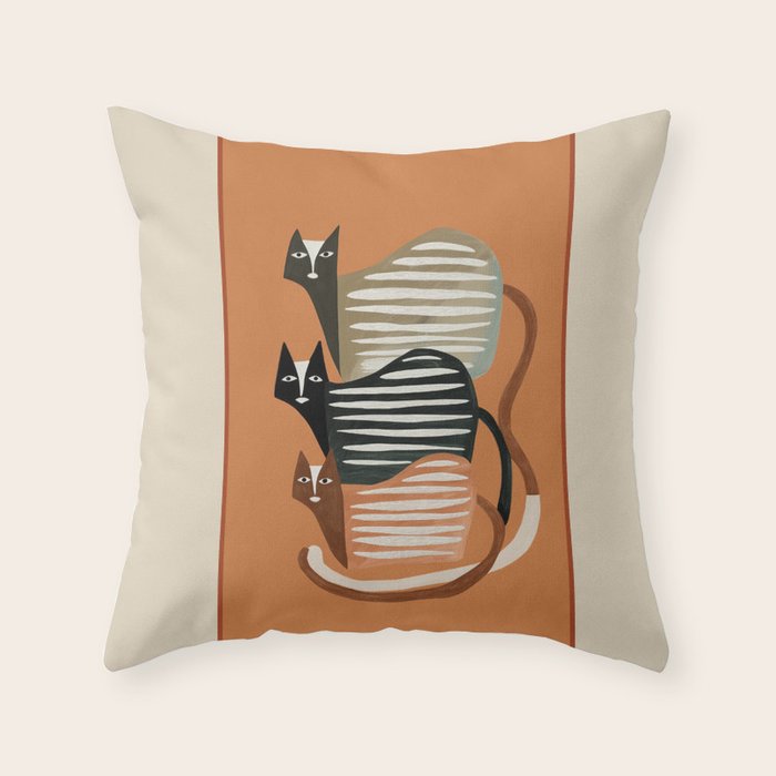 Stacked Abstract Cats Throw Pillow Gallery Image 6