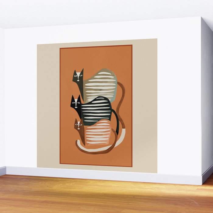 Stacked Abstract Cats Wall Mural Gallery Image 2