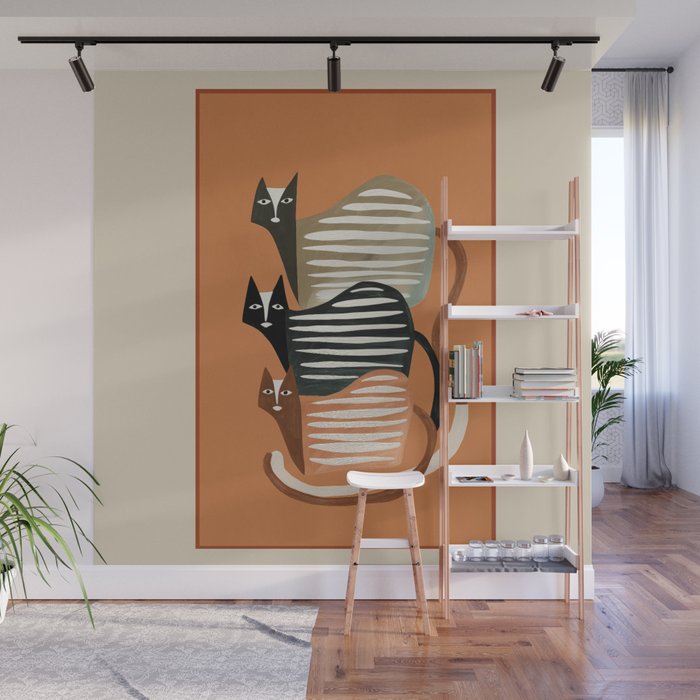 Stacked Abstract Cats Wall Mural Gallery Image 1