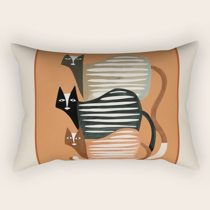 Stacked Abstract Cats Rectangular Pillow Gallery Image 1