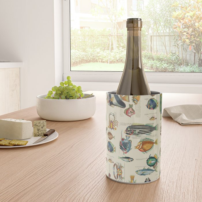 Multicolor  Vintage Fish And Sea Life Illustration Wine Chiller Gallery Image 4