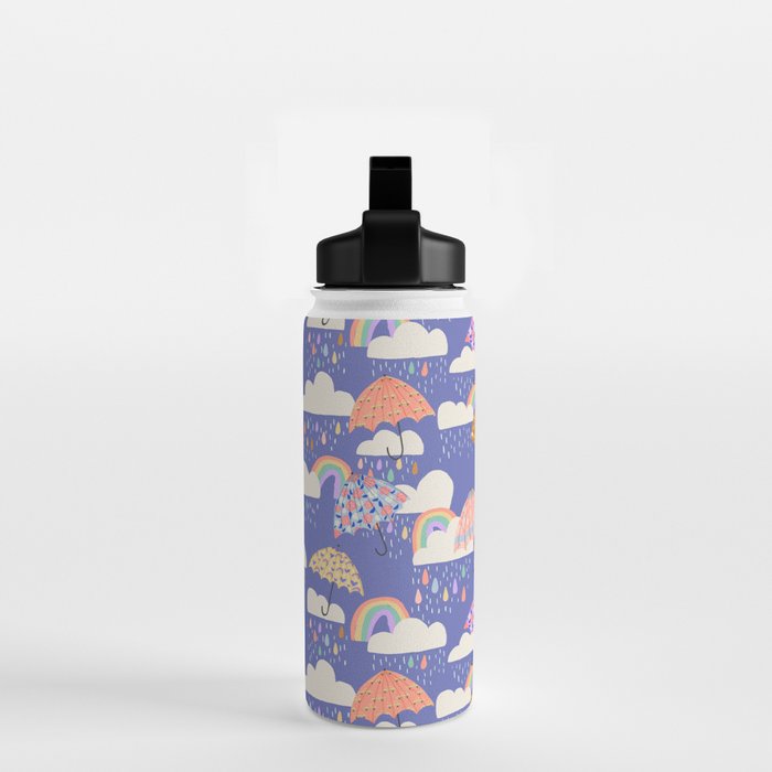 Spring Rain with Umbrellas Water Bottle Gallery Image 2