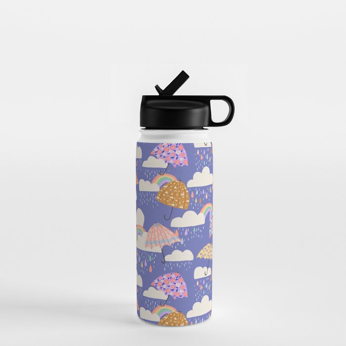Spring Rain with Umbrellas Water Bottle Gallery Image 1