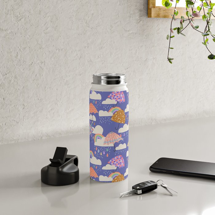 Spring Rain with Umbrellas Water Bottle Gallery Image 4