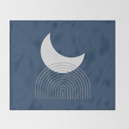 Moon Mountain Blue - Mid Century Modern Throw Blanket Gallery Image 2