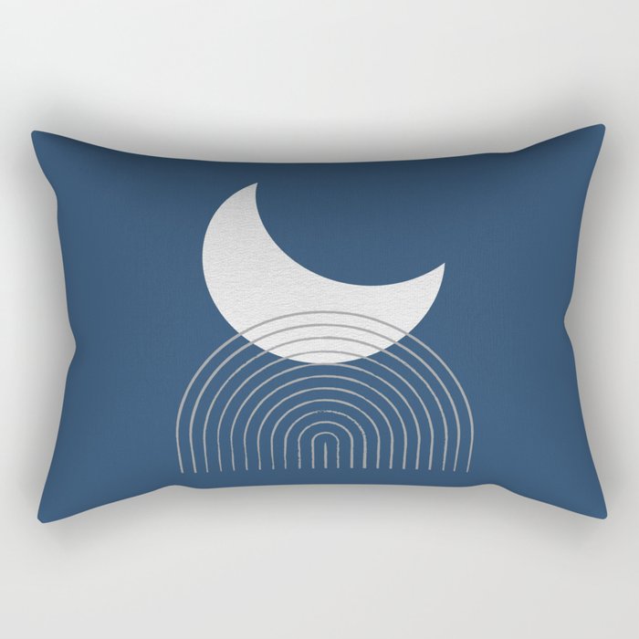 Moon Mountain Blue - Mid Century Modern Rectangular Pillow Gallery Image 2