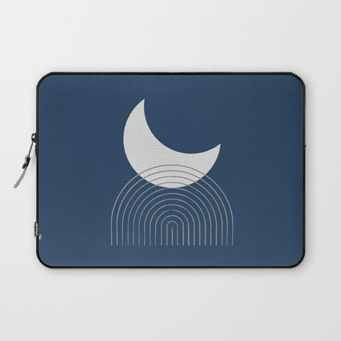Moon Mountain Blue - Mid Century Modern Laptop Sleeve Gallery Image 1