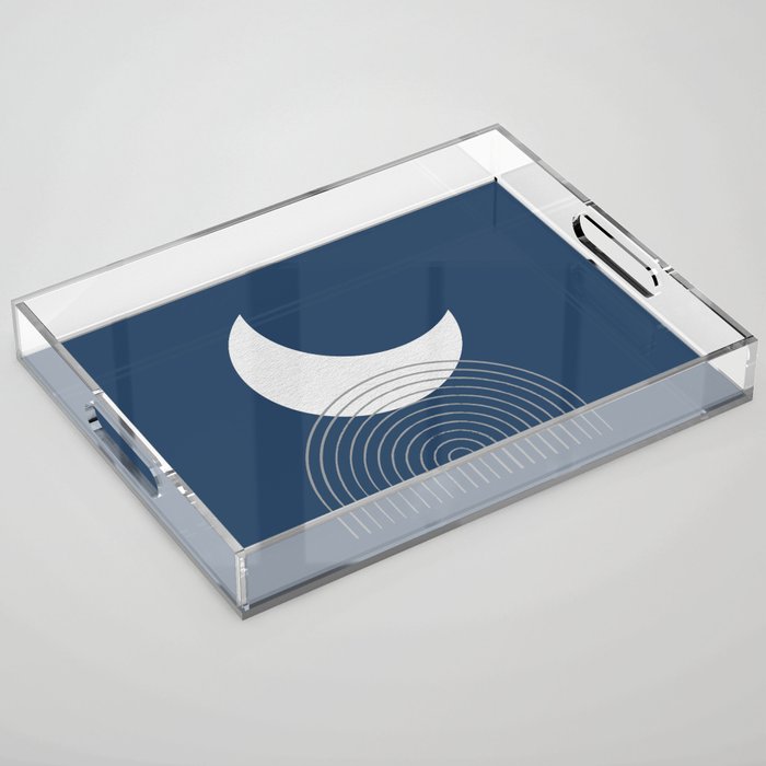 Moon Mountain Blue - Mid Century Modern Acrylic Tray Gallery Image 1