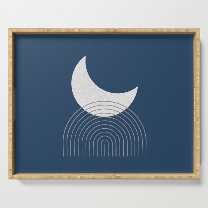 Moon Mountain Blue - Mid Century Modern Serving Tray Gallery Image 1