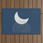 Moon Mountain Blue - Mid Century Modern Outdoor Rug Gallery Image 1