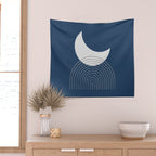 Moon Mountain Blue - Mid Century Modern Wall Tapestry Gallery Image 2
