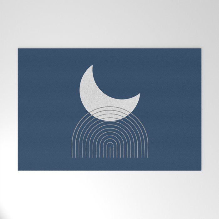 Moon Mountain Blue - Mid Century Modern Welcome Mat Gallery Image 1