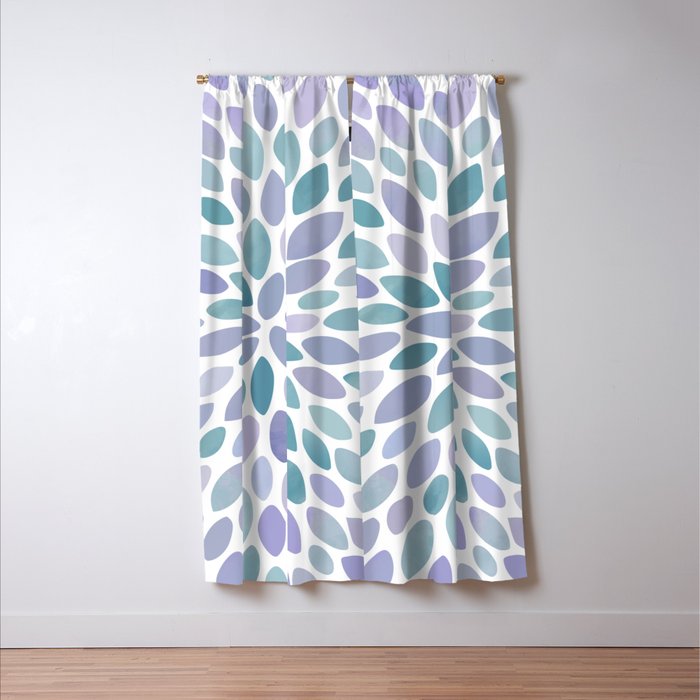 Festive, Flower Bloom, Purple and Teal, Floral Prints Window Curtain Gallery Image 3