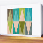 Mid Mod Diamond Pattern 3. textured Blue Green Wall Mural Gallery Image 2