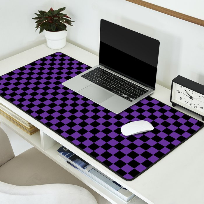 Halloween Purple and Black Checkerboard Pattern SM Desk Mat Gallery Image 2