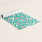 Dinosaurs + Unicorns on Teal Yoga Mat Gallery Image 2