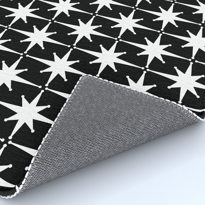 Atomic Age Retro Midcentury 1950s Starburst Pattern in White and Black Rug Gallery Image 4