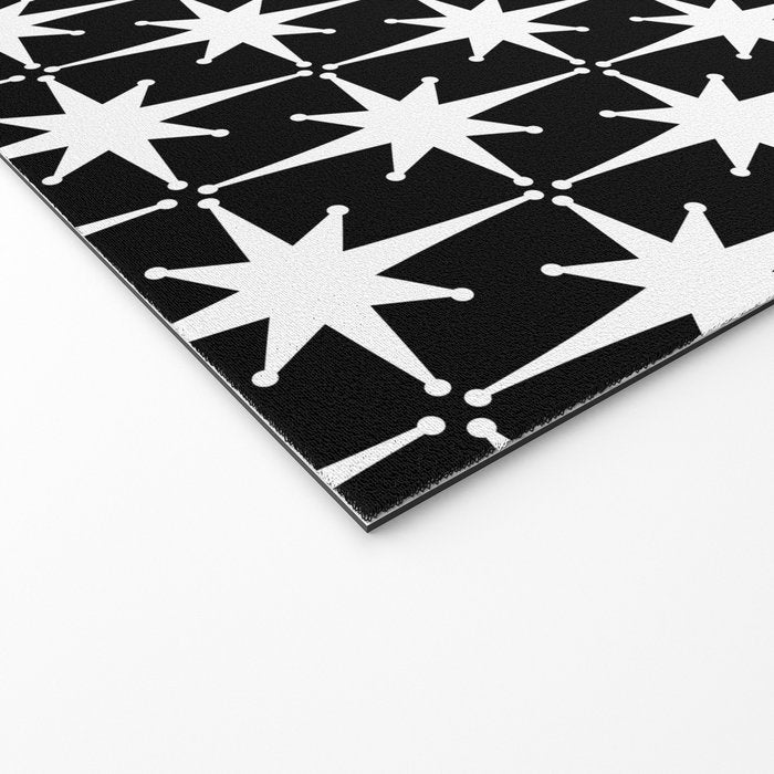 Atomic Age Retro Midcentury 1950s Starburst Pattern in White and Black Welcome Mat Gallery Image 2