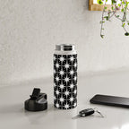 Atomic Age Retro Midcentury 1950s Starburst Pattern in White and Black Water Bottle Gallery Image 4
