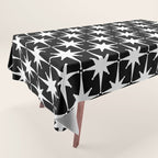 Atomic Age Retro Midcentury 1950s Starburst Pattern in White and Black Tablecloth Gallery Image 1