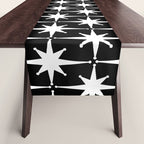 Atomic Age Retro Midcentury 1950s Starburst Pattern in White and Black Table Runner Gallery Image 1