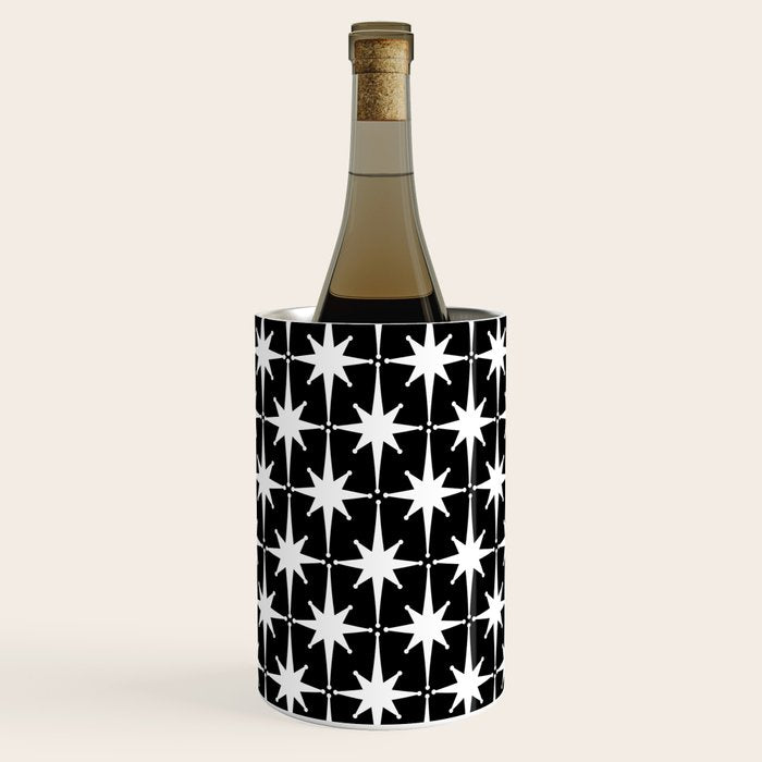 Atomic Age Retro Midcentury 1950s Starburst Pattern in White and Black Wine Chiller Gallery Image 1