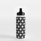 Atomic Age Retro Midcentury 1950s Starburst Pattern in White and Black Water Bottle Gallery Image 2