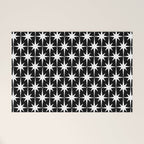 Atomic Age Retro Midcentury 1950s Starburst Pattern in White and Black Welcome Mat Gallery Image 1