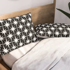 Atomic Age Retro Midcentury 1950s Starburst Pattern in White and Black Pillow Sham Gallery Image 2