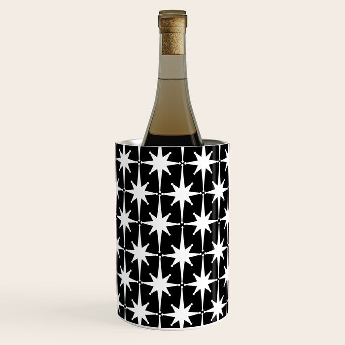 Atomic Age Retro Midcentury 1950s Starburst Pattern in White and Black Wine Chiller Gallery Image 2