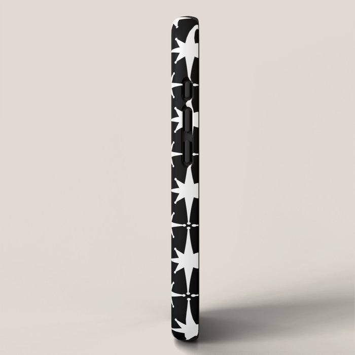Atomic Age Retro Midcentury 1950s Starburst Pattern in White and Black iPhone Case Gallery Image 2
